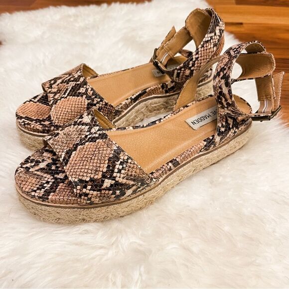 🍋 Steve Madden • Women’s Gabi Espadrille Snakeskin Embossed Sandal Size 8.5 - Picture 1 of 11